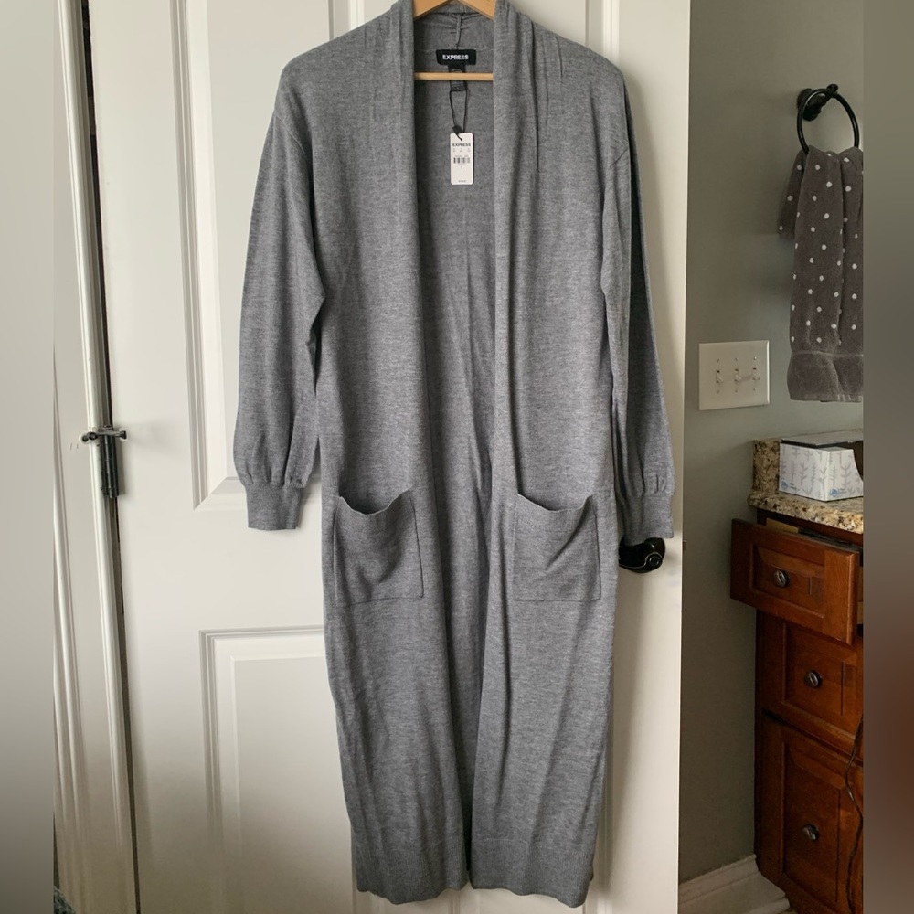 Express Ultra Soft Balloon Sleeve Duster Cardigan - Picture 6 of 9